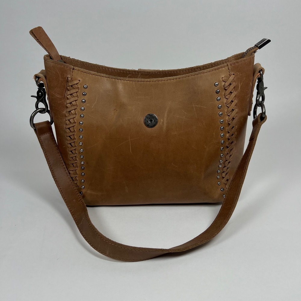 Montana‎ West Womens Leather Concealed Carry Crossbody Bag Brown Western Studded - Picture 2 of 13